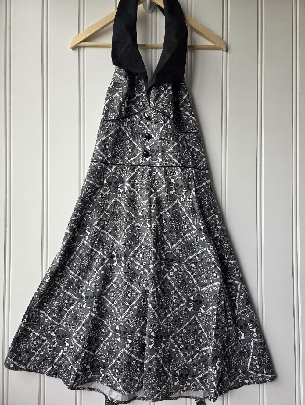 Rock Steady Skull Print Bandana Halter Pin Up Dress Goth Punk Large